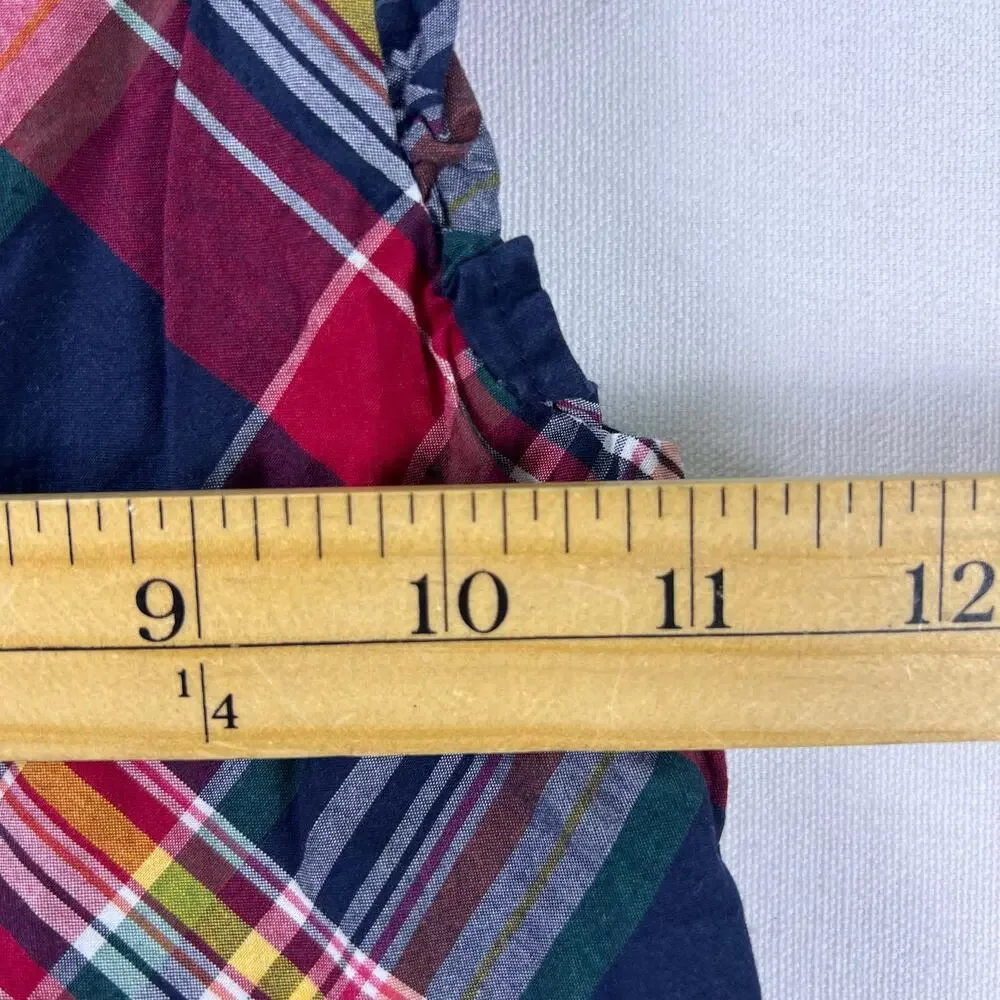 Gymboree Toddler Dress 4T Red Madras Plaid Apple Button Ruffle Cap Sleeve Cotton